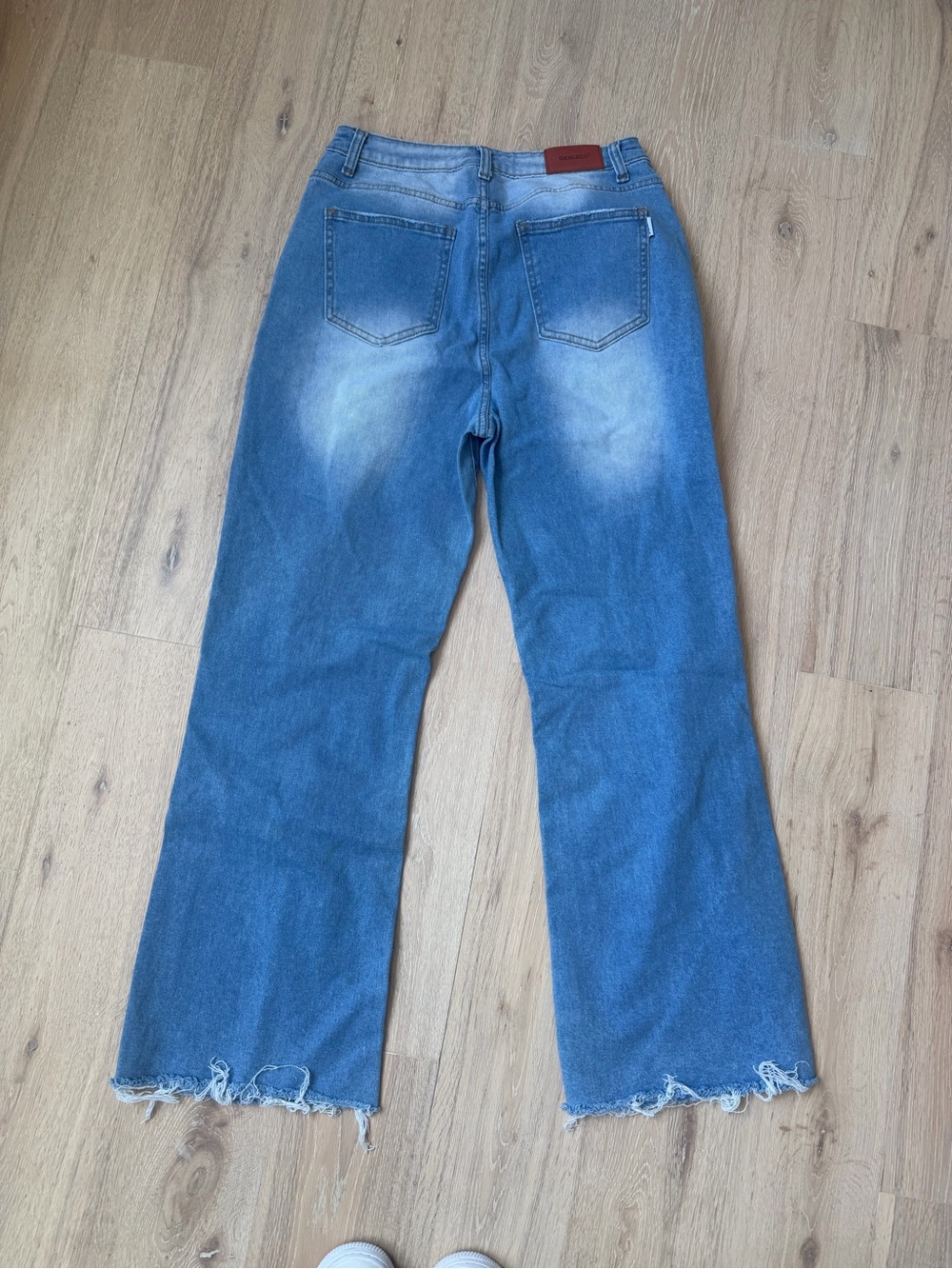 GenleCk Y2K Low Rise Bootcut Flare Jeans | Distressed Ripped | Raw Hem - Picture 3 of 6